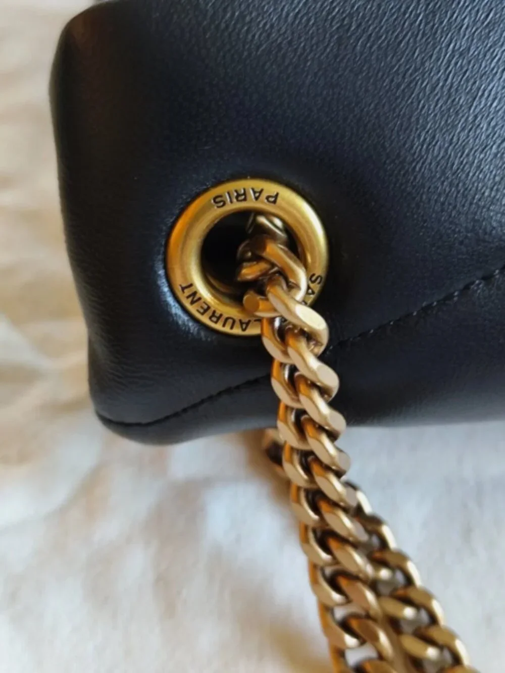 YSL Loulou Puffer Black Leather Shoulder Bag Quilted Chain Crossbody
